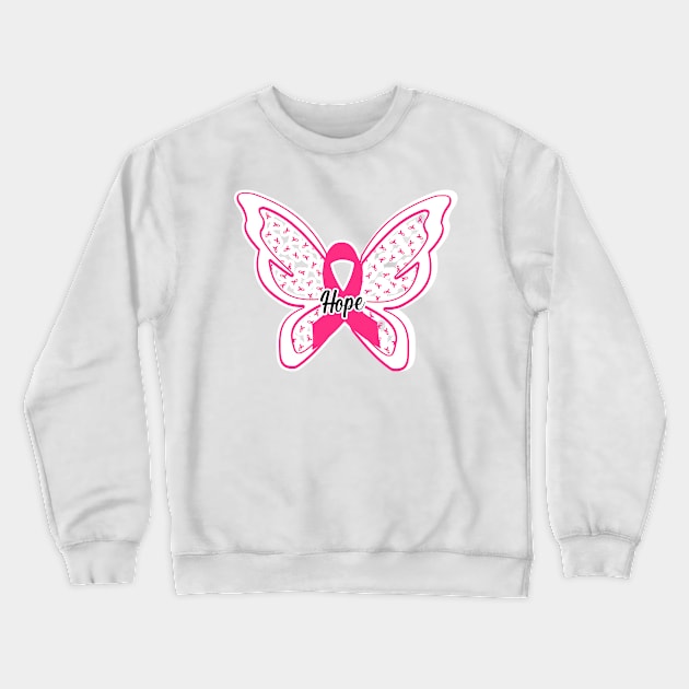 Breast Cancer Pink Ribbon Hope Crewneck Sweatshirt by FamilyCurios